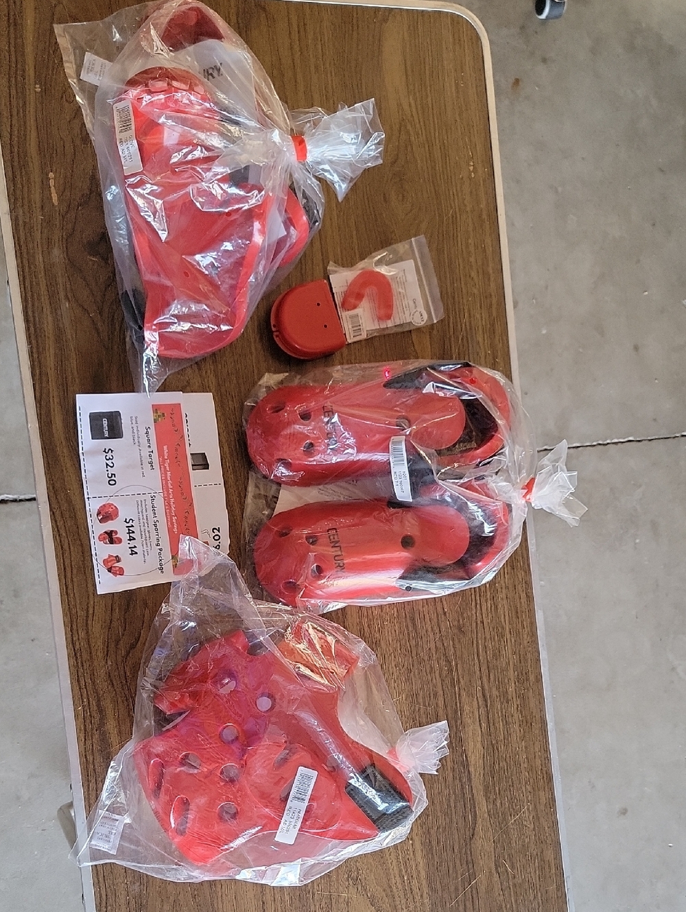 Martial Arts Red Protective Gear Set - Head Gear,Boots And Gloves.